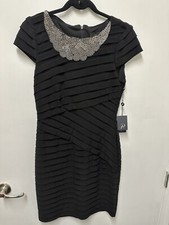 NWT Adrianna Papell Black Beaded Cocktail Dress Sz. 6