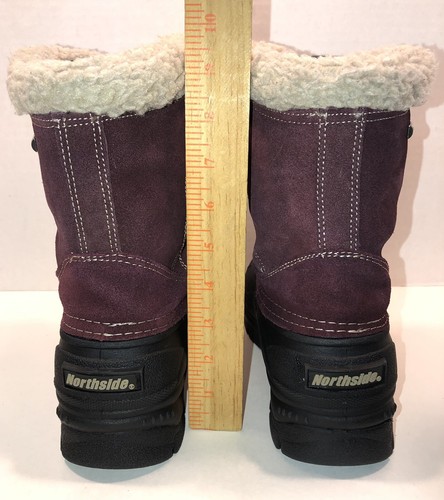 Northside Winter Snow Boots Front Zip Faux Fur Lined Maroon Black Size 9 - Picture 10 of 12