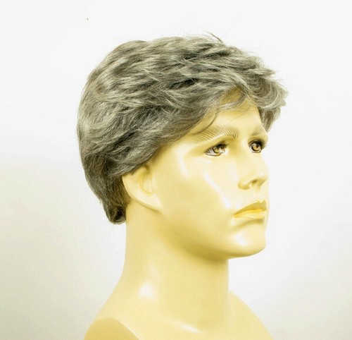 Short Wig For Men Natural Hair Gray White Poly Mesh Ref DAVID 44 - Imagen 8 de 8