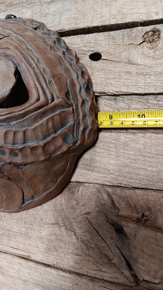 Arte popular de barro de cerámica de arcilla hecha a mano de colección máscara arte de pared Foto 2 de 4