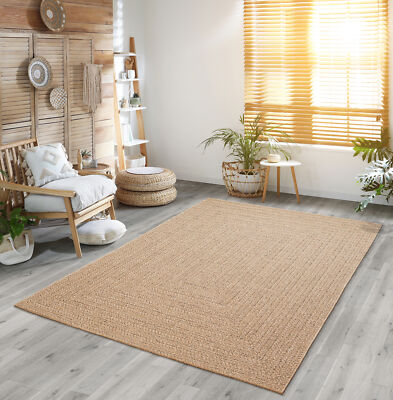 Outdoorteppich Terasse Balkon Indoor Robust Teppich Jute-Look Natur