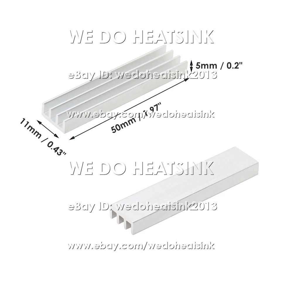 50x11x5mm With or Without Tape Silver Heatsink Cooler Radiator for DIP IC Chip - Image 2 of 4