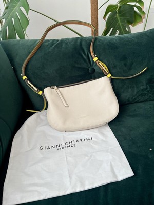 Gianni Chiarini Designer Handtasche Weiß / Gelb  Leder - Wie Neu 