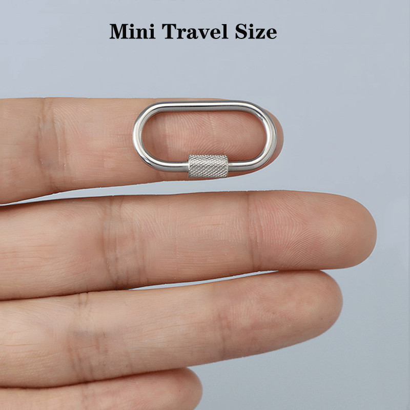 2pcs Mini Climbing Stainless Steel Screw Carabiner Lock Clasp Keychain Clip Hook