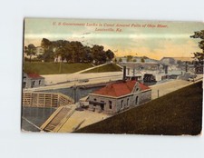 Postcard US Government Locks in Canal Around Falls of Ohio River Louisville KY