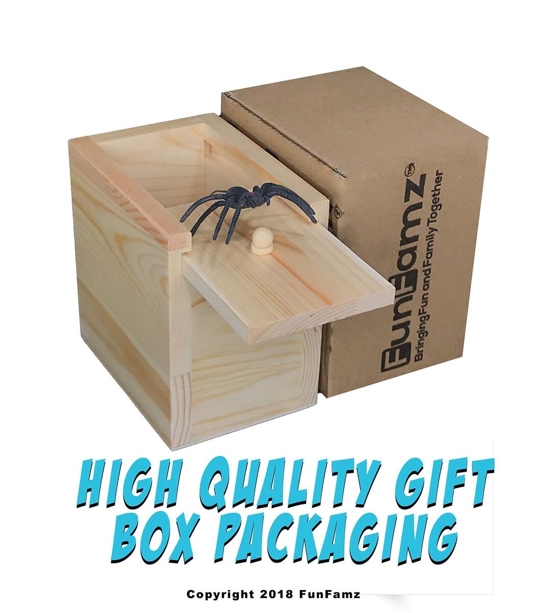  FunFamz The Original Spider Prank Box- Funny Wooden