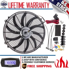 16" Electric Radiator Cooling Fan 12v 3000cfm Thermostat Wiring Switch Relay Kit