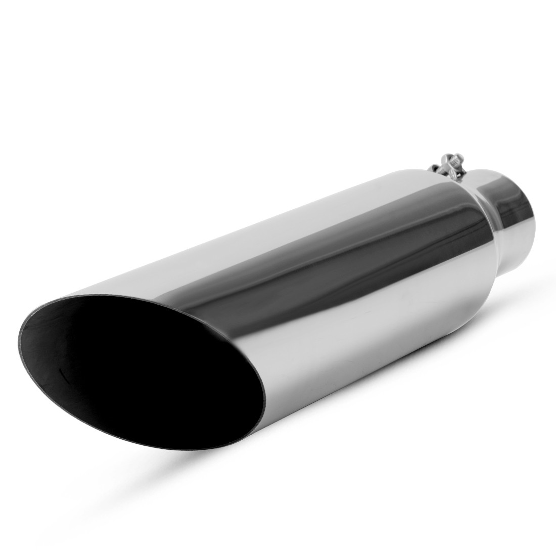 2.5" Inlet 4" Outlet 18" Inch Long Diesel Exhaust Tips Chrome Stainless