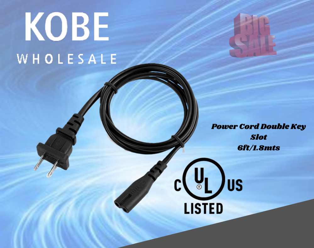 6Ft Power Cord - Double Key Slot Type UL Certificate