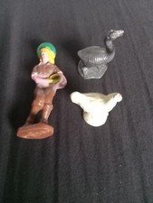 Lot Of 3 Vintage Bergen Toy A woman Farming Grain Figure +Animals USA Made #62e