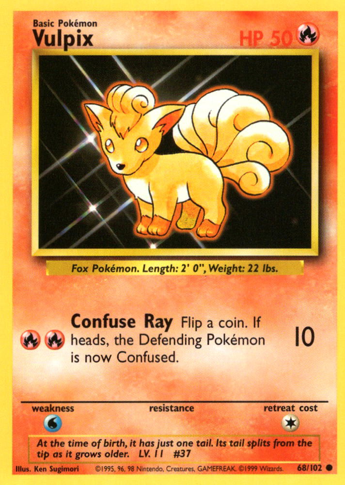 VULPIX 68/102 BASE SET UNLIMITED POKEMON TCG CCG 1999 NM | eBay