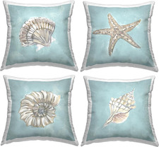 Sea Life on Blue Indoor Throw Pillow, 18x18 Decorative Cushion