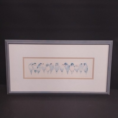 Valerie Pfeiffer Budgies Galore Framed Art Print Blue Birds Watercolor Artwork