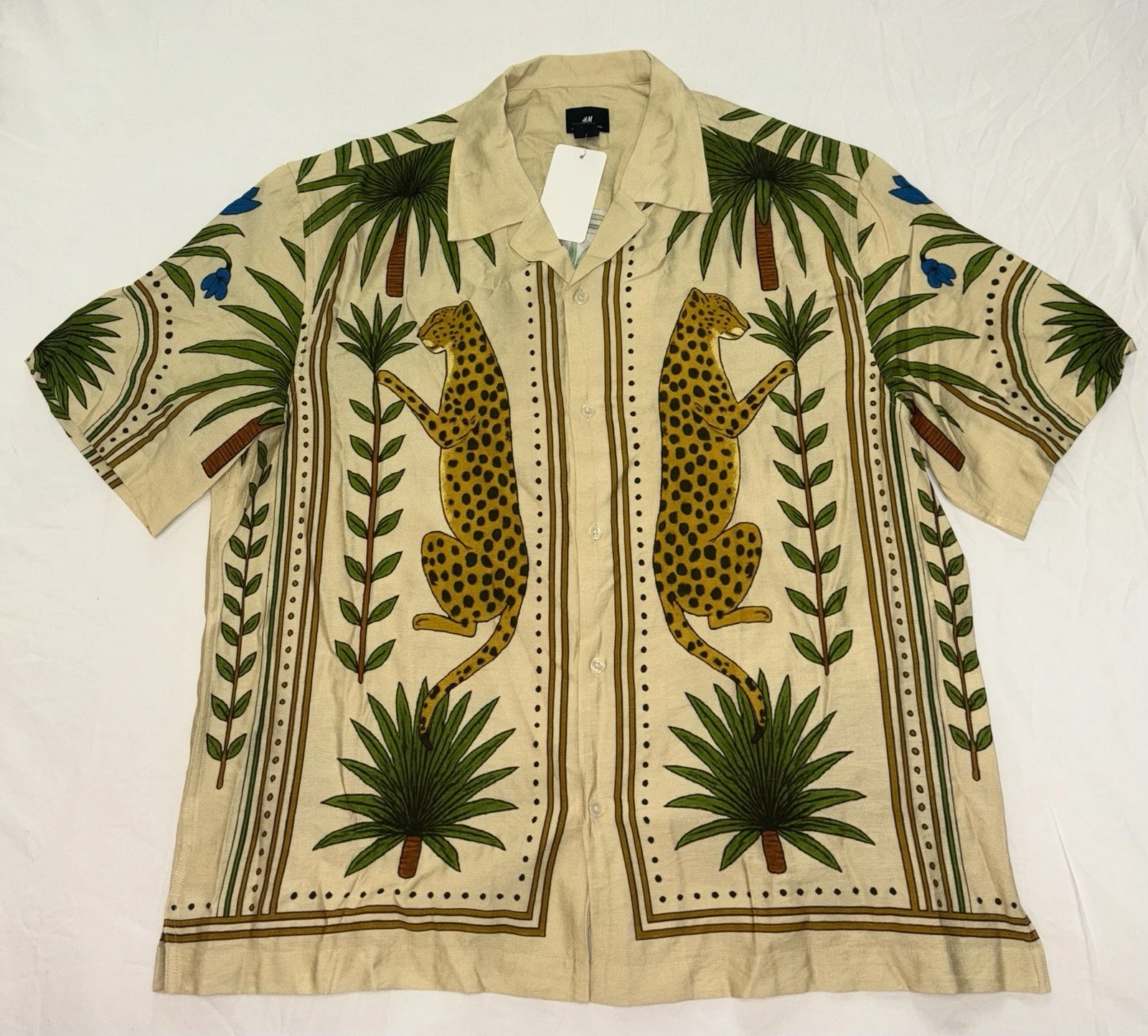 H&M RELAXED-FIT PRINTED RESORT SHIRT Size LARGE