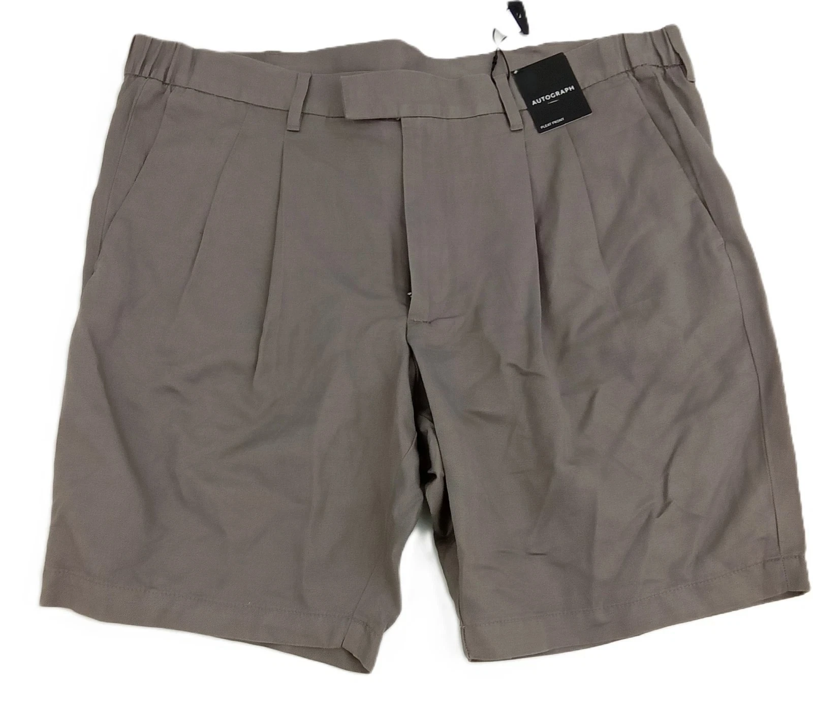 Autograph Men's Shorts Taupe Pleated Front Cotton Linen Blend Zip Pocket New F1