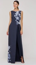 Kay Unger Esti Walk Thru Jumpsuit In Midnight Blue New $348 Size 16