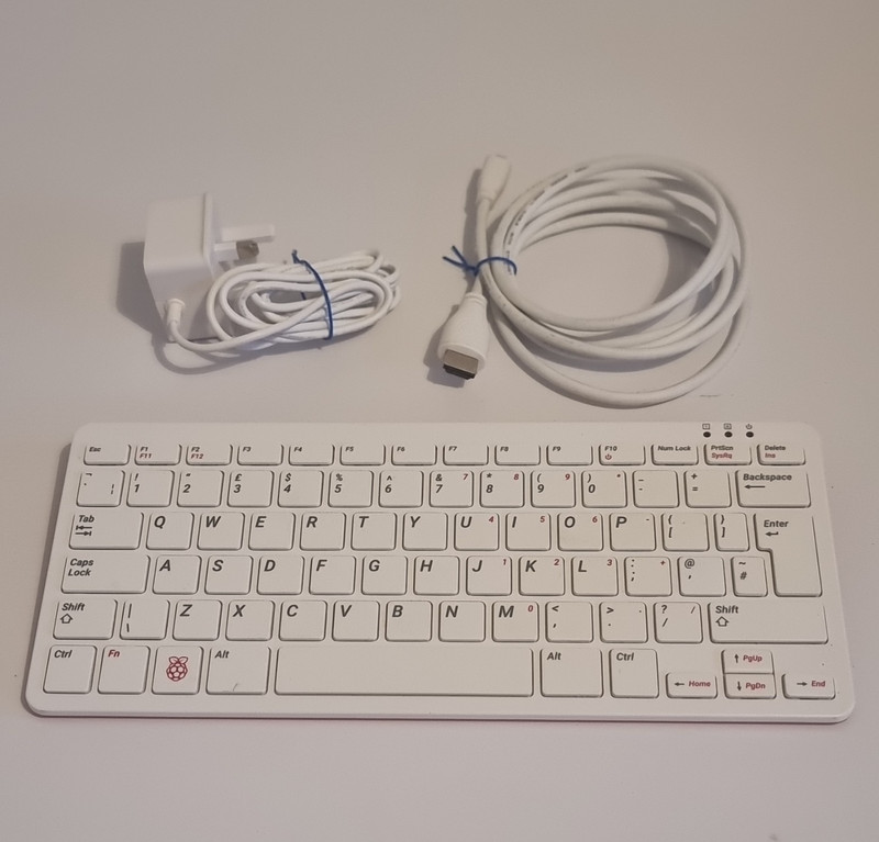 Raspberry Pi 400 Red/White Built-in Keyboard Desktop w/ AC Adaptor, USB, LAN