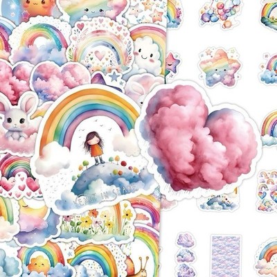 25Pcs Random Cute Star Cloud Rainbow Cartoon Graffiti Waterproof Stickers