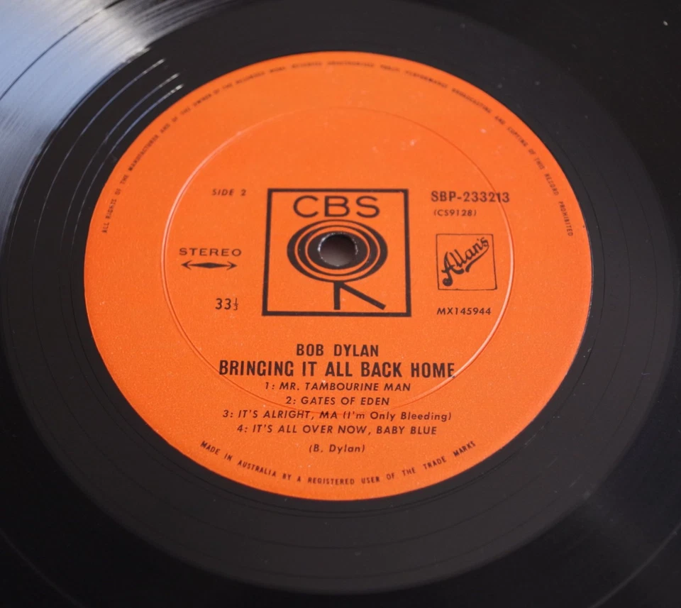 Bob Dylan BRINGING IT ALL BACK HOME Australian STEREO 1965 CBS Records RARE LP - Image 4 of 4