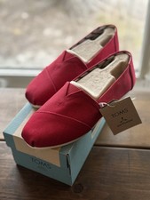 TOMS Classic Alpargata Red Canvas Slip-On Shoes Women Size 9 WMN