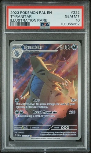 2023 POKEMON TYRANITAR ILLUSTRATION RARE PALDEA EVOLVED #222 PSA 10