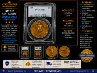 1927 St. Gaudens One Oz. $20 Gold Double Eagle PCGS MS 64