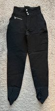 Bogner Pants Womens 8 Black Wool Nylon Blend Stirrup Ski Stretch Zip Pocket USA