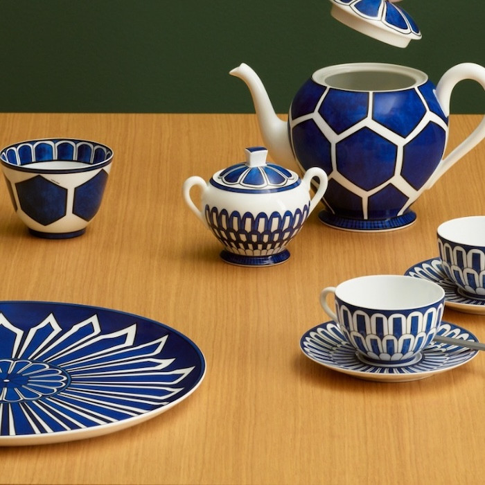 Hermes Bleus d'Ailleurs Tea Cup Saucer Blue Tableware 2 set Coffee