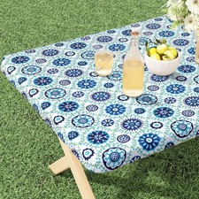 Rectangle Vinyl Tablecloth, Fitted Table Cover, 100 Waterproof, Elastic Edge,