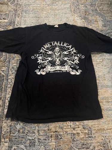 Vintage 2008/2009 Metallica World Magnetic Tour T-Shirt blac 2000s vintage concert t-shirt, vintage, size M, single stitch, B+ condition