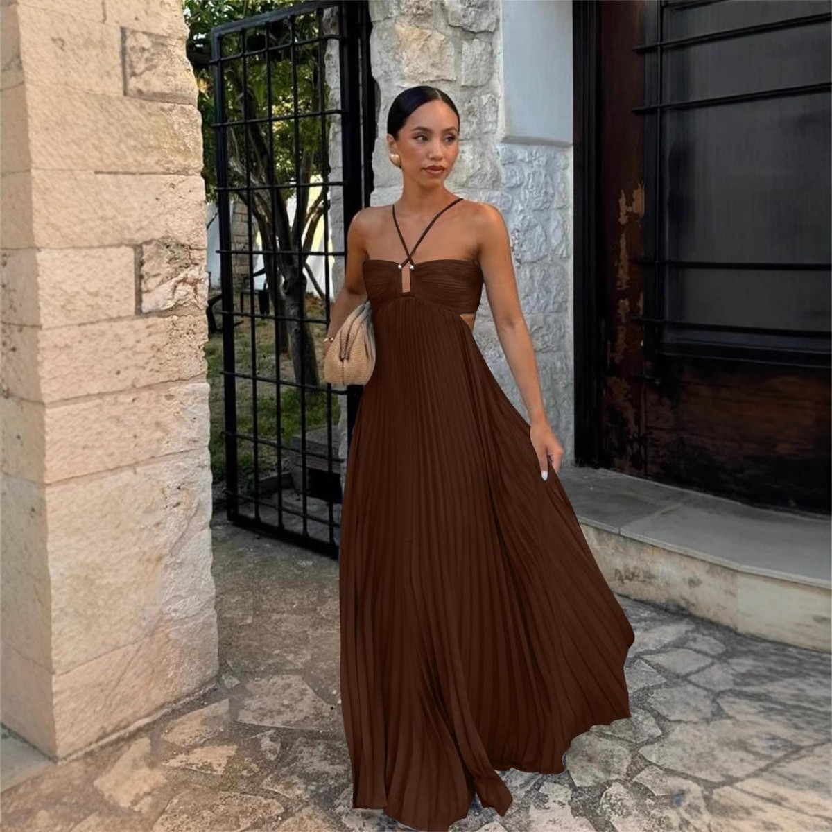 maxi dress evening high waist Ever-Pretty Empire Waist V-neck High Slit A-Line Formal Summer Formal Wedding Guest Dress