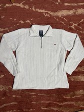 VTG Polo Jeans Co Ralph Lauren Quarter Zip Ribbed Sweater Cream Cable Knit XL