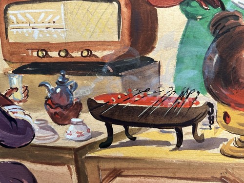 Paul Neri Aquarelle originale gouachée Tableau , Maroc Orientaliste, Peinture - Afbeelding 8 van 10