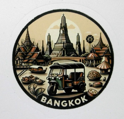Souvenir-Aufkleber Bangkok Thailand Tuk Tuk Wat Tempel Retro
