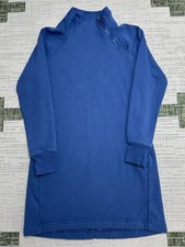 Athleta Cozy Karma Sweatshirt Dress Women Small Blue Side Zip Pocket Funnel Neck