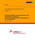 Anonymous | Wohlfahrtseffekte Von Informationen. Eine öKonomische Analyse Der...