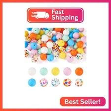74Pcs 15mm Round Silicone Focal Beads for Pens Colorful Silicone Beads Bulk for