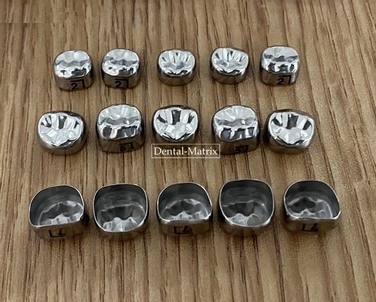 Kit de coronas pediátricas molares primarias de acero inoxidable corona dental para niños 48 tamaños Foto 3 de 4