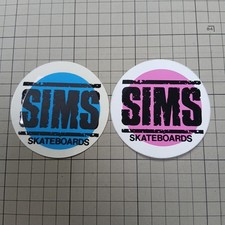 Lot de 2 autocollants vinyle classiques old school Sims Skateboard d'occasion