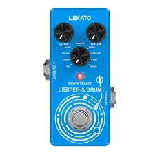 LEKATO 2 in 1 Guitar Drum Looper Pedal Machine Buffer Bypass DC 9V