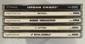 5 Dreamcast Games Lot - CIB, Complete - Urban Chaos, Worms Armageddon, WWF