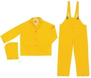 MCR Safety Classic 3pc Yellow PVC/Polyester Rain Suit .35mm Size XL 2003XL - product detail image 1