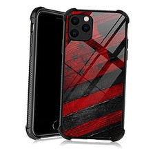 Compatible with Case for Black iPhone 13 Black red wood grain American flag