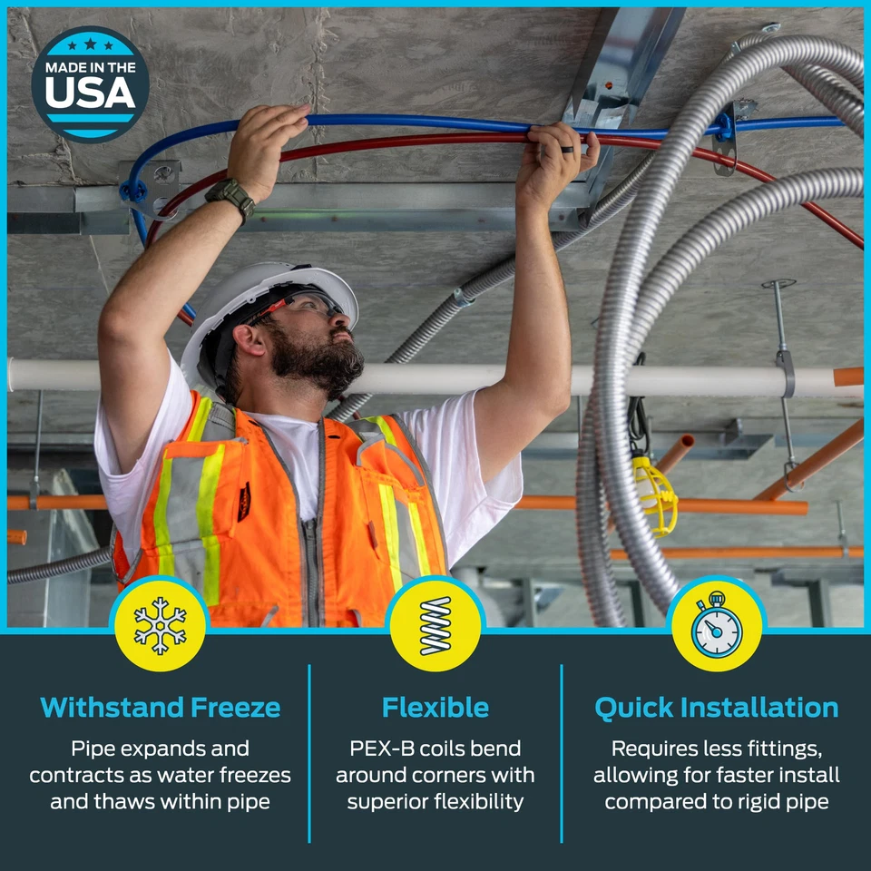 SharkBite PEX B Tubing 1 2 Inch Blue 300ft Coil Flexible Potable Water Pipe - Image 3 of 4