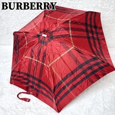 BURBERRY NOVA CHECK Umbrella Red Compact Rain Umbrella Lightweight Gift