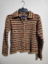 Vintage 90s Charter Club Women's Fair Isle Wool Blend Cardigan Size Medium