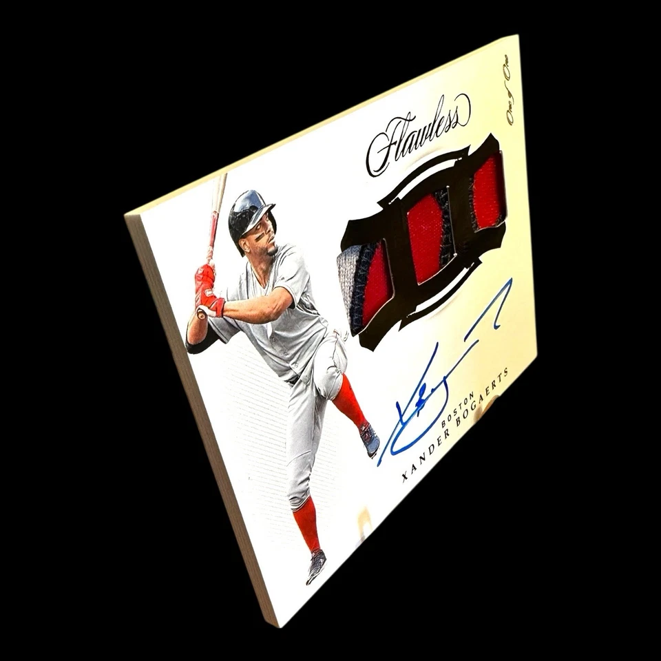2019 Panini Flawless Xander Bogaerts Signatures Triple Patch Auto Preto 1/1 - Imagem 2 de 4