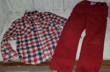Outfit Lot Cherokee Red White Blue Plaid Shirt 6-7 Children's Place Pants 6 W25