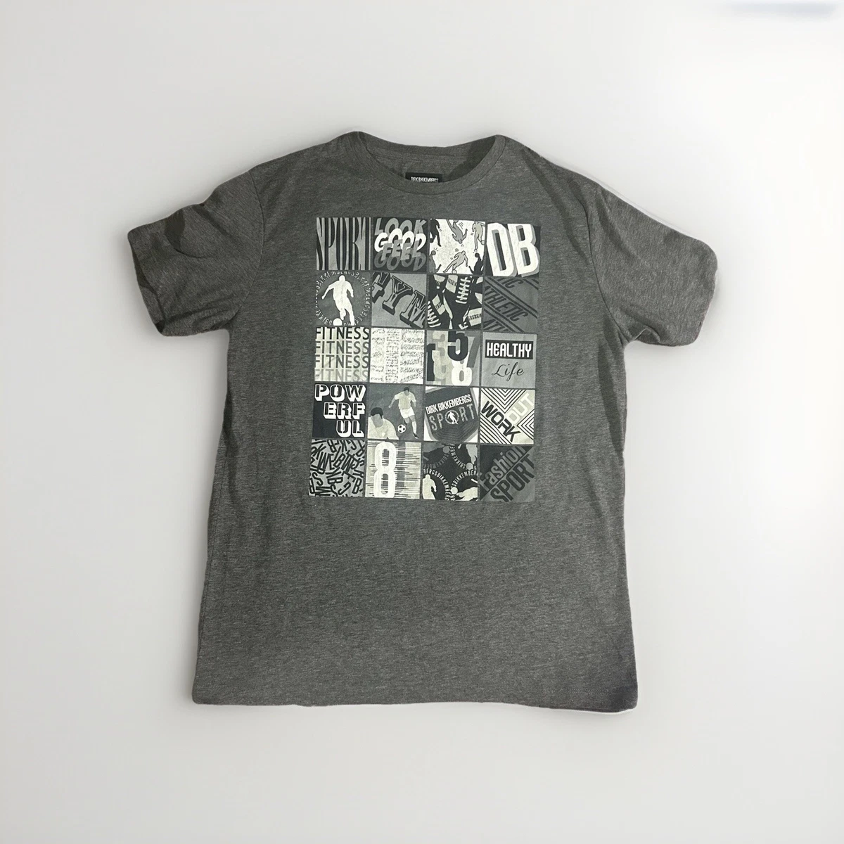 トップス 00s dirk bikkem bergs box shirt Dirk Bikkembergs Men's Tee Shirt Screen Print Soccer Logo Sport