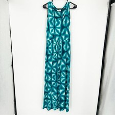 Calvin Klein Tie Dye Blue Green Maxi Dress Sleeveless Size 6